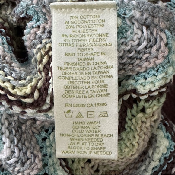 SIGRID OLSEN CHEVRON PATTERN KNIT LONG SLEEVE TOP PETITE SMALL EARTH TONES - Picture 7 of 7